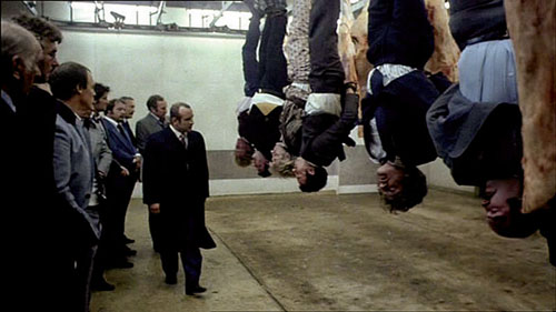 On the set of ‘The Long Good Friday’ in 1980 with Bob Hoskins ‘inspecting the meat’