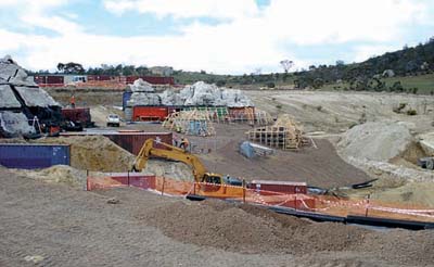 Construction in progress on one of the 105 sets for the television series ‘Pacific’ in Australia